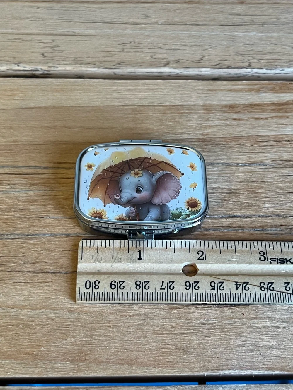 Baby Elephant Compact Mirror Pill Box/Travel Jewelry Box For Your Purse